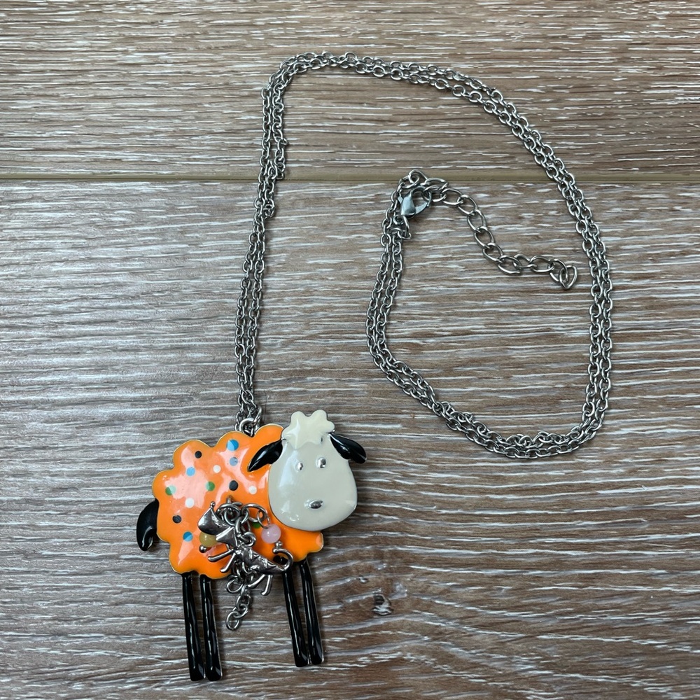 New! Whimsical spotted lamb collar with a cute sheepdog friend. ๐!! - Picture 4 of 5